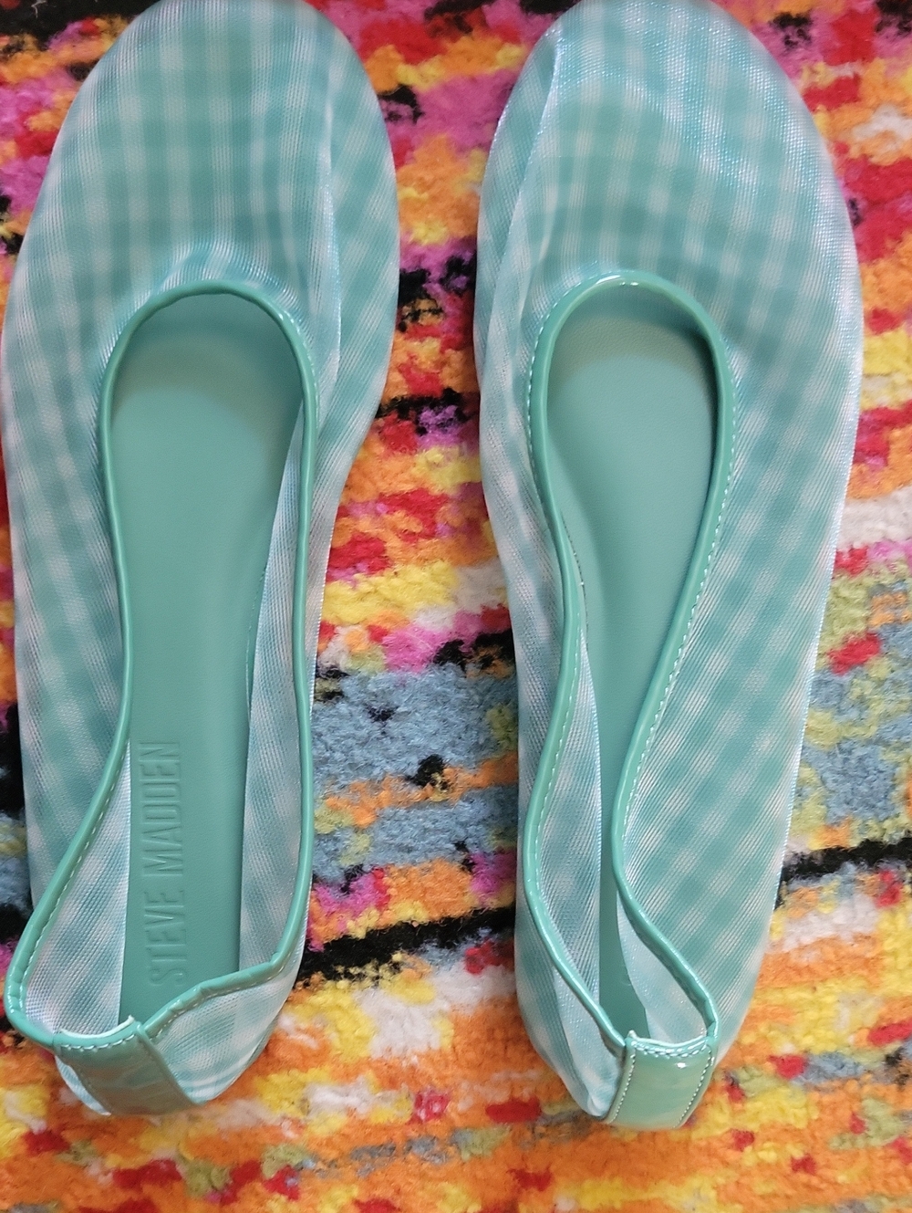 Steve Madden Mint Green Gingham Ballet Flats